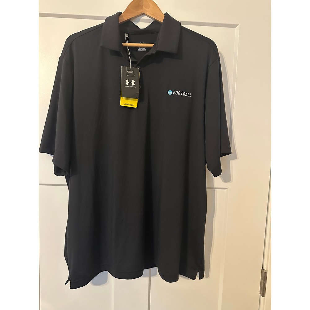NWT Under Armour NCAA Football Polo Shirt Mens 2XL Black UPF 50 Sun Performance